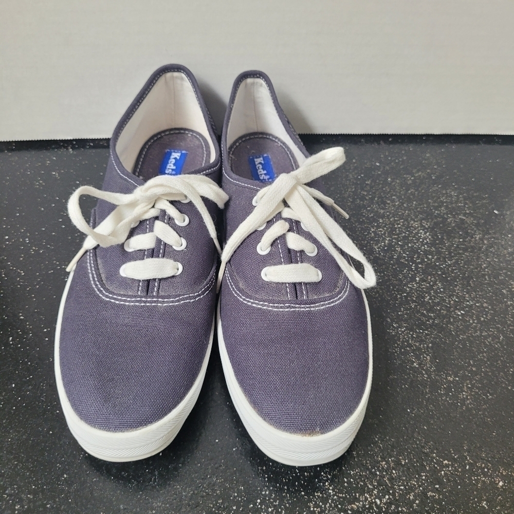 Keds Navy Canvas Sneakers with White Soles and Laces - Picture 2 of 8